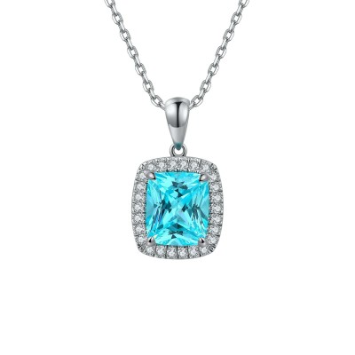 Ruif Jewelry Classic Design S925 Silver 5.25ct Lab Grown Paraiba Sapphire Pendant Necklace Gemstone Jewelry