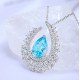 Ruif Jewelry Classic Design S925 Silver 3.4ct Lab Grown Paraiba Sapphire Pendant Necklace Gemstone Jewelry