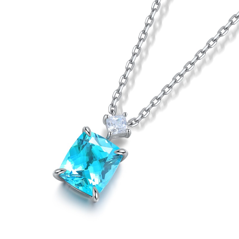 Ruif Jewelry Classic Design S925 Silver 6.74ct Lab Grown Paraiba Sapphire Pendant Necklace Gemstone Jewelry Ruif Jewelry Classic Design S925 Silver 6.74ct Lab Grown Paraiba Sapphire Pendant Necklace Gemstone Jewelry