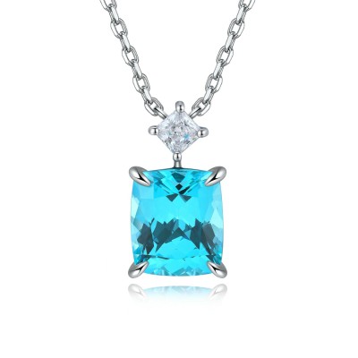 Ruif Jewelry Classic Design S925 Silver 6.74ct Lab Grown Paraiba Sapphire Pendant Necklace Gemstone Jewelry