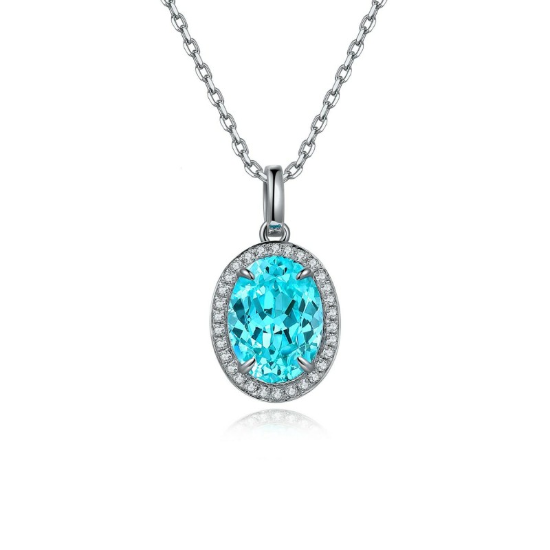 Ruif Jewelry Classic Design S925 Silver 3.98ct Lab Grown Paraiba Sapphire Pendant Necklace Gemstone Jewelry Ruif Jewelry Classic Design S925 Silver 3.98ct Lab Grown Paraiba Sapphire Pendant Necklace Gemstone Jewelry