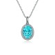 Ruif Jewelry Classic Design S925 Silver 3.98ct Lab Grown Paraiba Sapphire Pendant Necklace Gemstone Jewelry