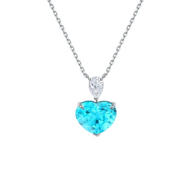 Ruif Jewelry Classic Design S925 Silver 5.59ct Lab Grown Paraiba Sapphire Pendant Necklace Gemstone Jewelry