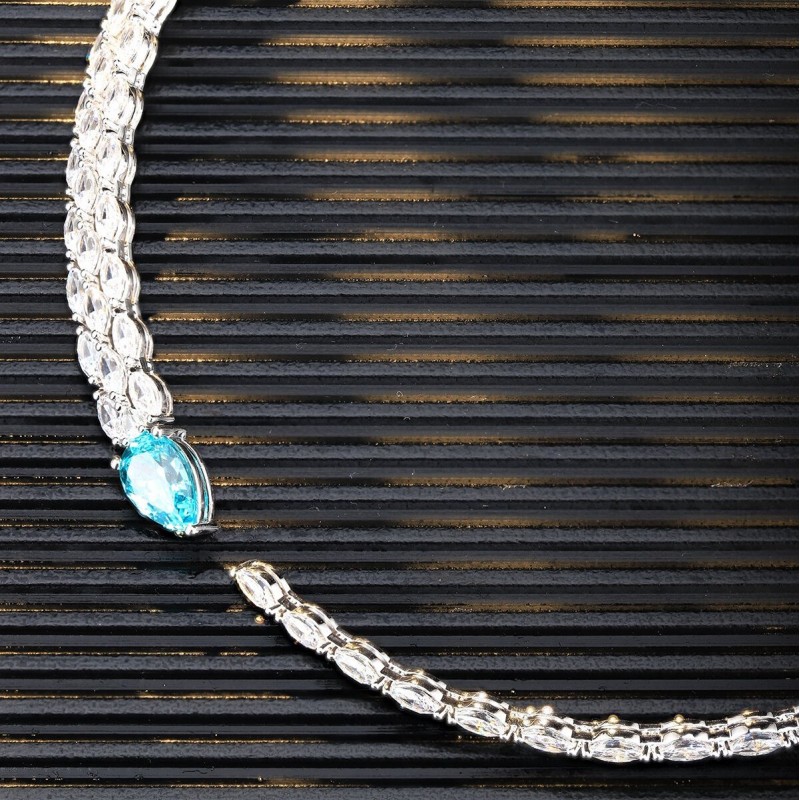Ruif Jewelry Classic Design S925 Silver  5.09ct Lab Grown Paraiba Sapphire Pendant Necklace Gemstone Jewelry