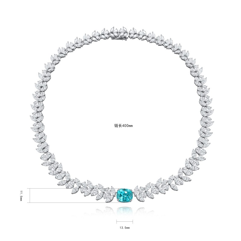 Ruif Jewelry Classic Design S925 Silver 9.2ct Lab Grown Paraiba Sapphire Pendant Necklace Gemstone Jewelry Ruif Jewelry Classic Design S925 Silver 9.2ct Lab Grown Paraiba Sapphire Pendant Necklace Gemstone Jewelry