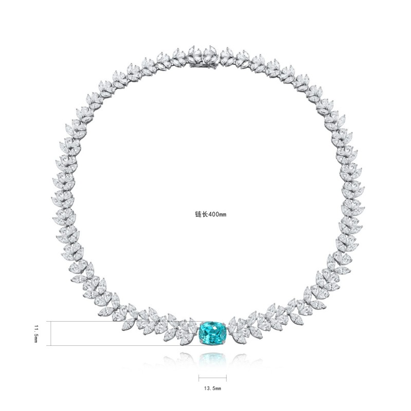 Ruif Jewelry Classic Design S925 Silver  9.2ct Lab Grown Paraiba Sapphire Pendant Necklace Gemstone Jewelry