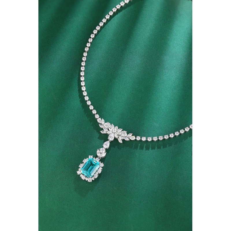 Ruif Jewelry Classic Design S925 Silver 15.56ct Lab Grown Paraiba Sapphire Pendant Necklace Gemstone Jewelry Ruif Jewelry Classic Design S925 Silver 15.56ct Lab Grown Paraiba Sapphire Pendant Necklace Gemstone Jewelry