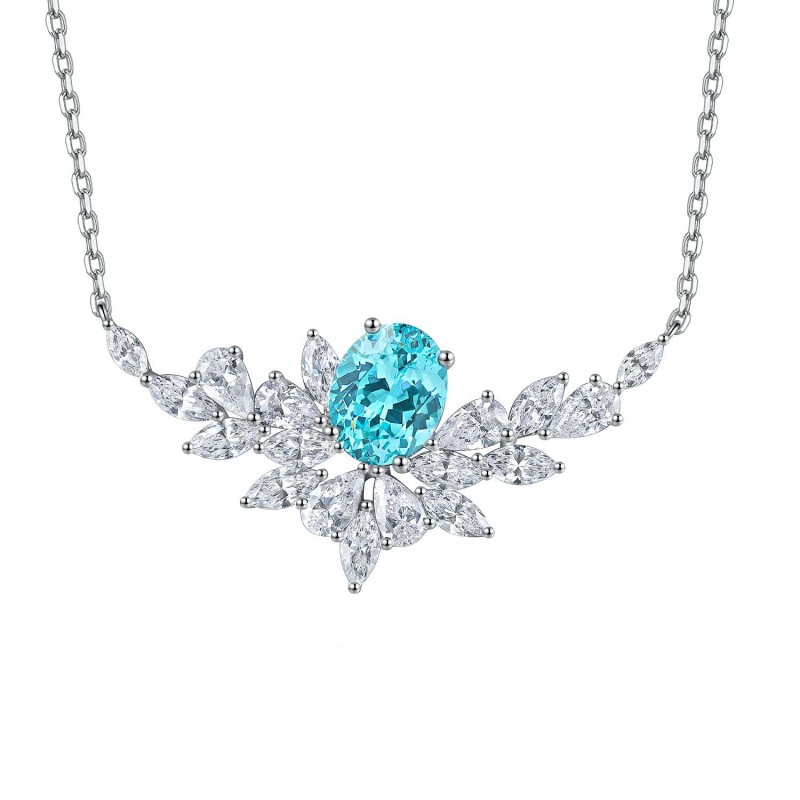Ruif Jewelry Classic Design S925 Silver 3.046ct Lab Grown Paraiba Sapphire Pendant Necklace Gemstone Jewelry Ruif Jewelry Classic Design S925 Silver 3.046ct Lab Grown Paraiba Sapphire Pendant Necklace Gemstone Jewelry