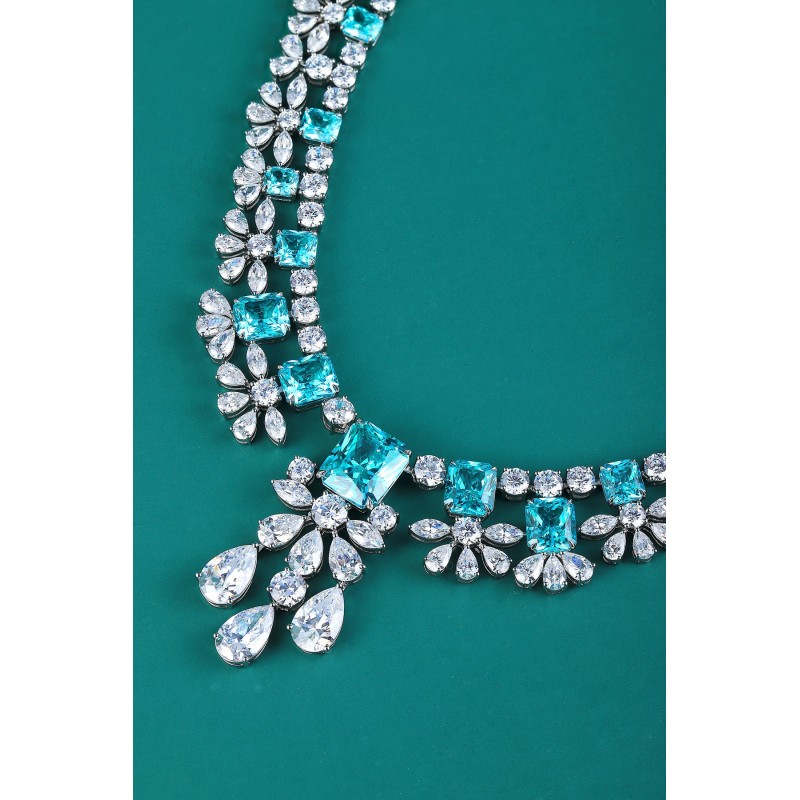 Ruif Jewelry Classic Design S925 Silver 68.4ct Lab Grown Paraiba Sapphire Pendant Necklace Gemstone Jewelry Ruif Jewelry Classic Design S925 Silver 68.4ct Lab Grown Paraiba Sapphire Pendant Necklace Gemstone Jewelry