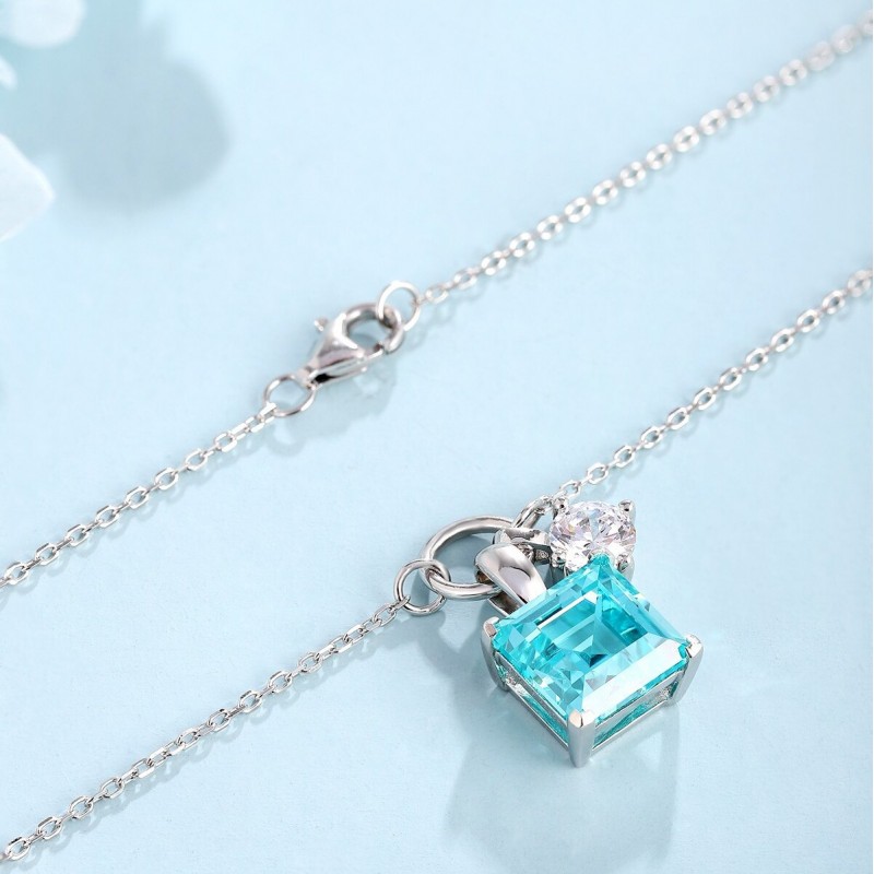 Ruif Jewelry Classic Design S925 Silver 3.27ct Lab Grown Paraiba Sapphire Pendant Necklace Gemstone Jewelry Ruif Jewelry Classic Design S925 Silver 3.27ct Lab Grown Paraiba Sapphire Pendant Necklace Gemstone Jewelry