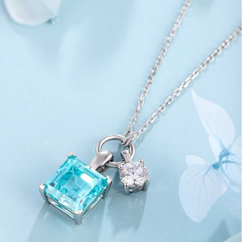 Ruif Jewelry Classic Design S925 Silver 3.27ct Lab Grown Paraiba Sapphire Pendant Necklace Gemstone Jewelry Ruif Jewelry Classic Design S925 Silver 3.27ct Lab Grown Paraiba Sapphire Pendant Necklace Gemstone Jewelry