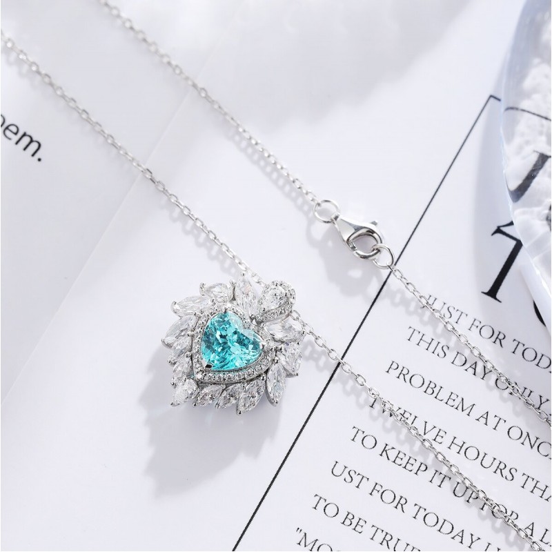 Ruif Jewelry Classic Design S925 Silver 2.252ctct Lab Grown Paraiba Sapphire Pendant Necklace Gemstone Jewelry Ruif Jewelry Classic Design S925 Silver 2.252ctct Lab Grown Paraiba Sapphire Pendant Necklace Gemstone Jewelry