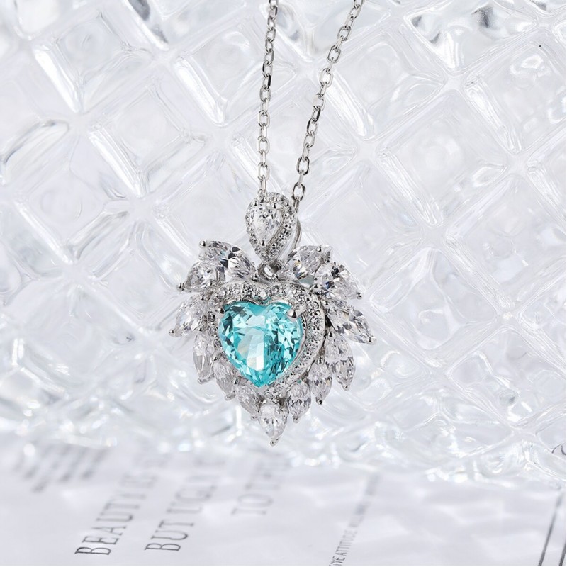 Ruif Jewelry Classic Design S925 Silver 2.252ctct Lab Grown Paraiba Sapphire Pendant Necklace Gemstone Jewelry Ruif Jewelry Classic Design S925 Silver 2.252ctct Lab Grown Paraiba Sapphire Pendant Necklace Gemstone Jewelry