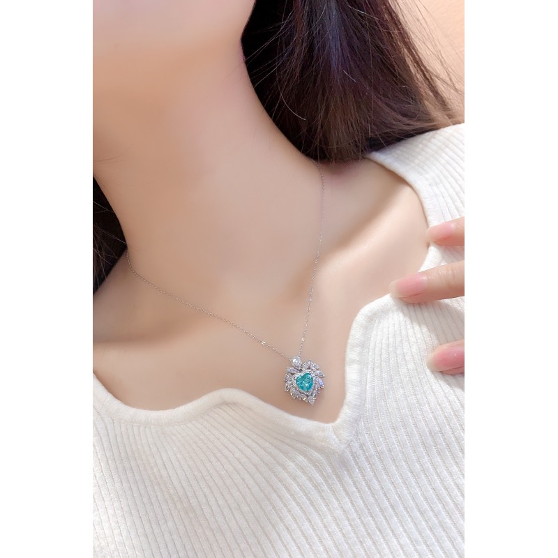 Ruif Jewelry Classic Design S925 Silver 2.252ctct Lab Grown Paraiba Sapphire Pendant Necklace Gemstone Jewelry Ruif Jewelry Classic Design S925 Silver 2.252ctct Lab Grown Paraiba Sapphire Pendant Necklace Gemstone Jewelry