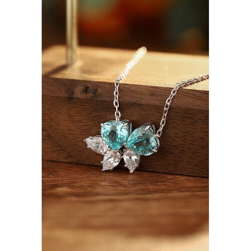 Ruif Jewelry Classic Design S925 Silver 4.43ct Lab Grown Paraiba Sapphire Pendant Necklace Gemstone Jewelry Ruif Jewelry Classic Design S925 Silver 4.43ct Lab Grown Paraiba Sapphire Pendant Necklace Gemstone Jewelry