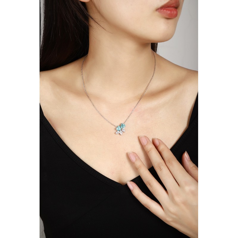 Ruif Jewelry Classic Design S925 Silver 4.43ct Lab Grown Paraiba Sapphire Pendant Necklace Gemstone Jewelry Ruif Jewelry Classic Design S925 Silver 4.43ct Lab Grown Paraiba Sapphire Pendant Necklace Gemstone Jewelry