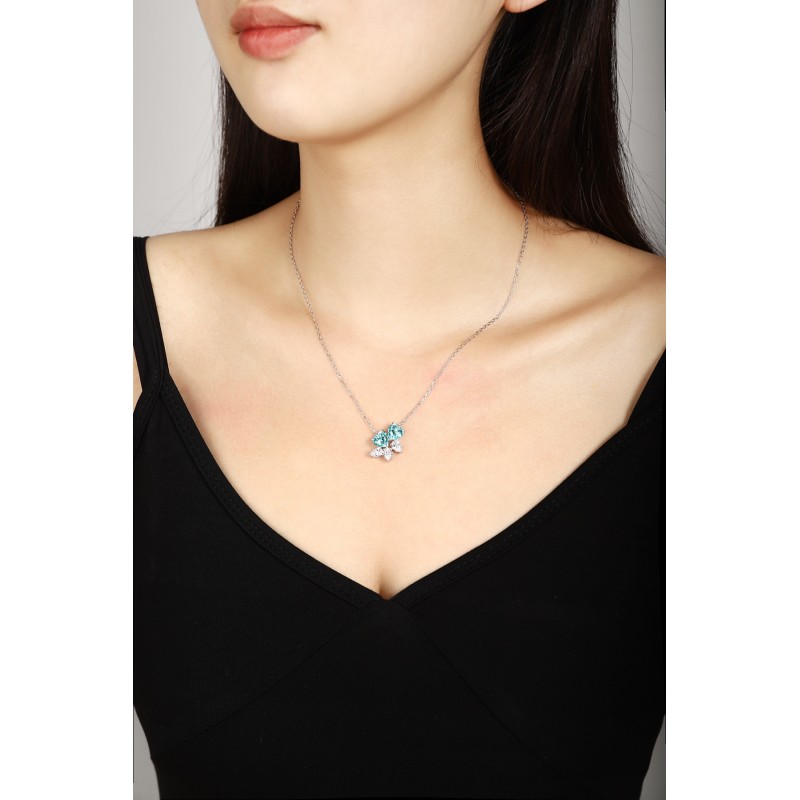 Ruif Jewelry Classic Design S925 Silver 4.43ct Lab Grown Paraiba Sapphire Pendant Necklace Gemstone Jewelry Ruif Jewelry Classic Design S925 Silver 4.43ct Lab Grown Paraiba Sapphire Pendant Necklace Gemstone Jewelry
