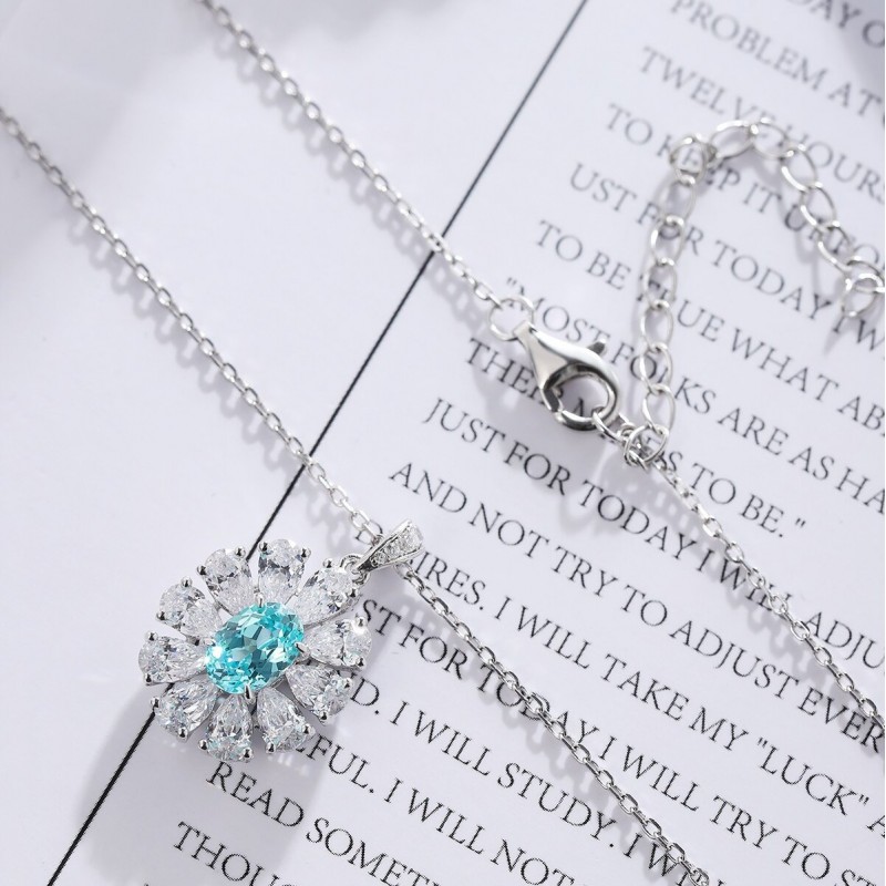 Ruif Jewelry Classic Design S925 Silver 1.338ct Lab Grown Paraiba Sapphire Pendant Necklace Gemstone Jewelry Ruif Jewelry Classic Design S925 Silver 1.338ct Lab Grown Paraiba Sapphire Pendant Necklace Gemstone Jewelry