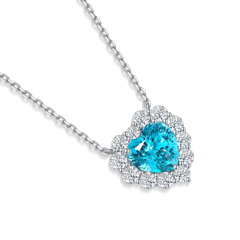 Ruif Jewelry Classic Design S925 Silver 7.97ct Lab Grown Paraiba Sapphire Pendant Necklace Gemstone Jewelry Ruif Jewelry Classic Design S925 Silver 7.97ct Lab Grown Paraiba Sapphire Pendant Necklace Gemstone Jewelry