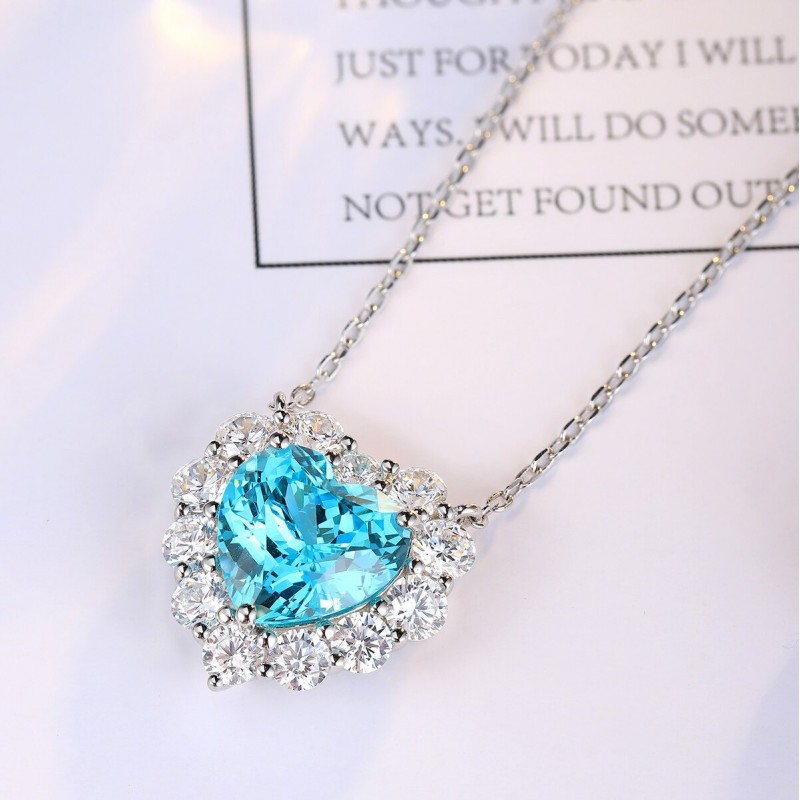 Ruif Jewelry Classic Design S925 Silver 7.97ct Lab Grown Paraiba Sapphire Pendant Necklace Gemstone Jewelry Ruif Jewelry Classic Design S925 Silver 7.97ct Lab Grown Paraiba Sapphire Pendant Necklace Gemstone Jewelry