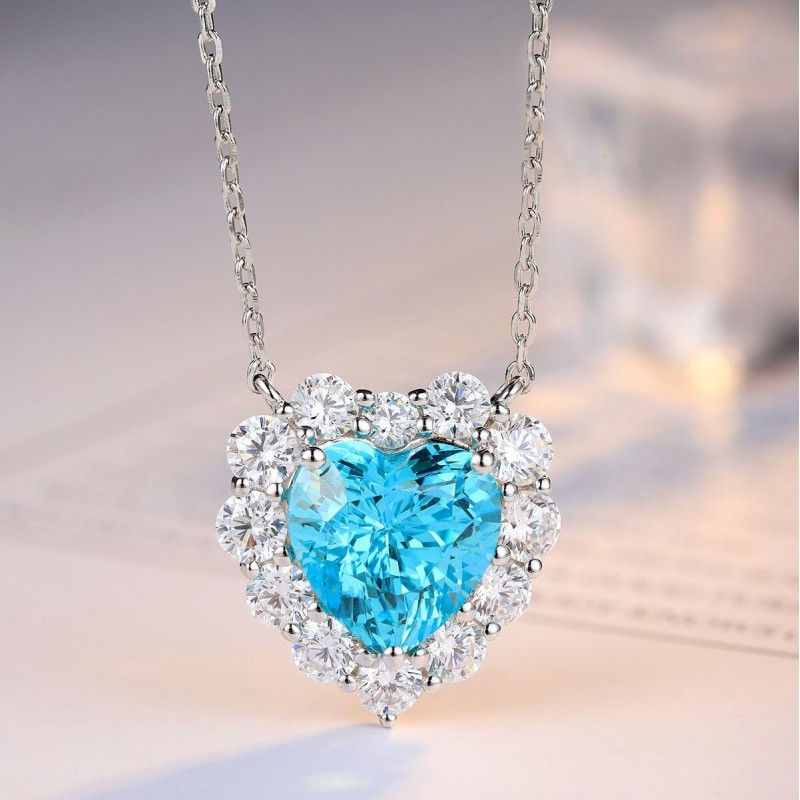 Ruif Jewelry Classic Design S925 Silver 7.97ct Lab Grown Paraiba Sapphire Pendant Necklace Gemstone Jewelry Ruif Jewelry Classic Design S925 Silver 7.97ct Lab Grown Paraiba Sapphire Pendant Necklace Gemstone Jewelry