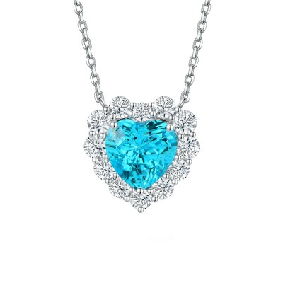 Ruif Jewelry Classic Design S925 Silver 7.97ct Lab Grown Paraiba Sapphire Pendant Necklace Gemstone Jewelry