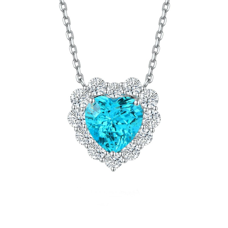 Ruif Jewelry Classic Design S925 Silver 7.97ct Lab Grown Paraiba Sapphire Pendant Necklace Gemstone Jewelry Ruif Jewelry Classic Design S925 Silver 7.97ct Lab Grown Paraiba Sapphire Pendant Necklace Gemstone Jewelry