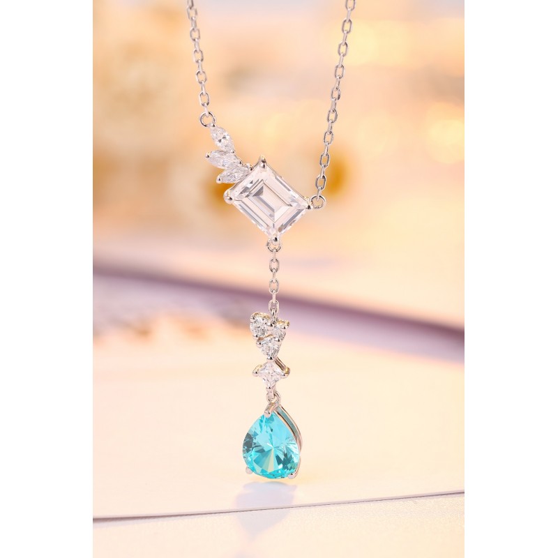 Ruif Jewelry Classic Design S925 Silver 2.57ct Lab Grown Paraiba Sapphire Pendant Necklace Gemstone Jewelry