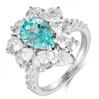 Ruif Jewelry Classic Design S925 Silver 3.49ct Lab Paraiba Ring Wedding Bands