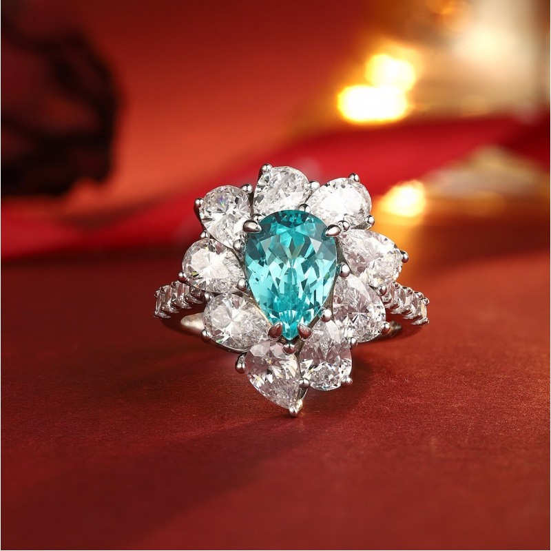 Ruif Jewelry Classic Design S925 Silver 3.49ct Lab Paraiba Ring Wedding Bands Ruif Jewelry Classic Design S925 Silver 3.49ct Lab Paraiba Ring Wedding Bands