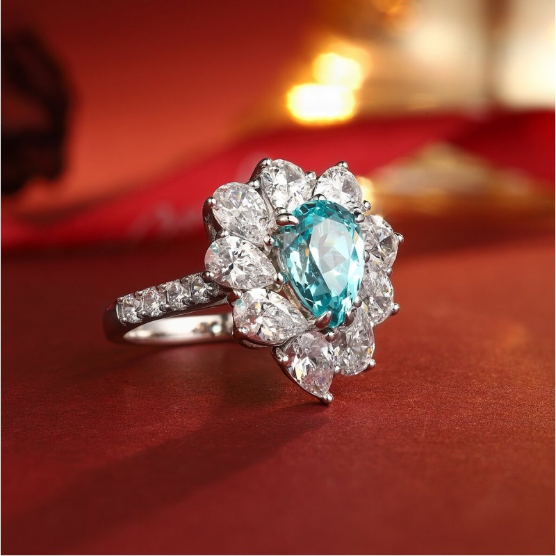 Ruif Jewelry Classic Design S925 Silver 3.49ct Lab Paraiba Ring Wedding Bands Ruif Jewelry Classic Design S925 Silver 3.49ct Lab Paraiba Ring Wedding Bands