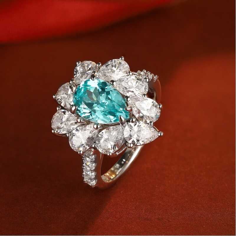 Ruif Jewelry Classic Design S925 Silver 3.49ct Lab Paraiba Ring Wedding Bands Ruif Jewelry Classic Design S925 Silver 3.49ct Lab Paraiba Ring Wedding Bands