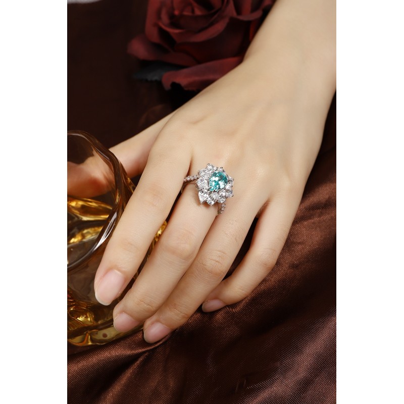 Ruif Jewelry Classic Design S925 Silver 3.49ct Lab Paraiba Ring Wedding Bands Ruif Jewelry Classic Design S925 Silver 3.49ct Lab Paraiba Ring Wedding Bands