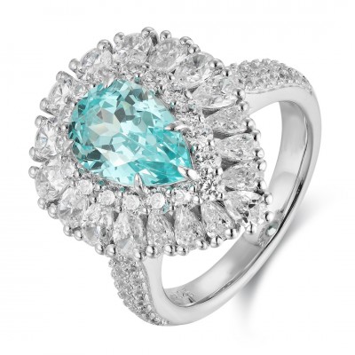 Ruif Jewelry Classic Design S925 Silver 3.635ct Lab Paraiba Ring Wedding Bands