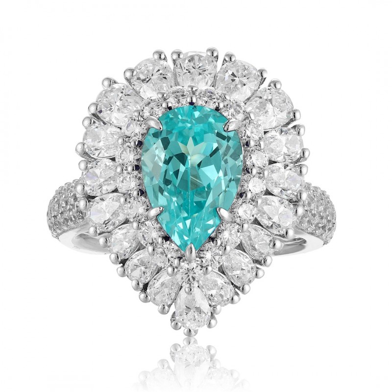 Ruif Jewelry Classic Design S925 Silver 3.635ct Lab Paraiba Ring Wedding Bands