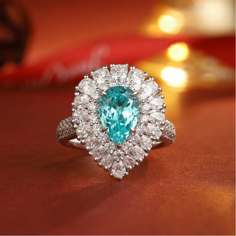 Ruif Jewelry Classic Design S925 Silver 3.635ct Lab Paraiba Ring Wedding Bands