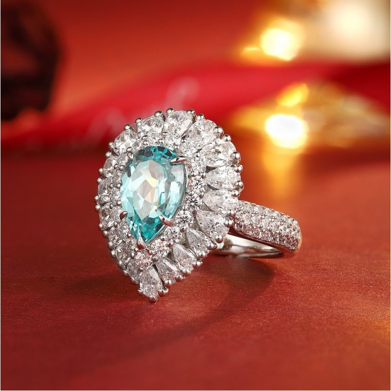 Ruif Jewelry Classic Design S925 Silver 3.635ct Lab Paraiba Ring Wedding Bands