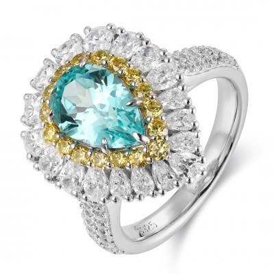 Ruif Jewelry Classic Design S925 Silver 3.6ct Lab Paraiba Ring Wedding Bands