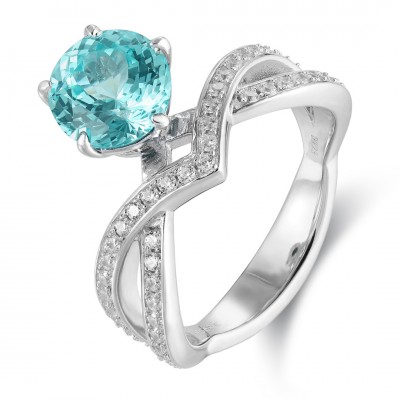 Ruif Jewelry Classic Design S925 Silver 3.26ct Lab Paraiba Ring Wedding Bands