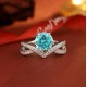 Ruif Jewelry Classic Design S925 Silver 3.26ct Lab Paraiba Ring Wedding Bands