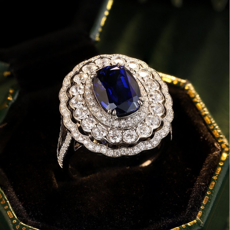 Ruif Jewelry Classic Design S925 Silver 3.79ct Lab Grown Sapphire Ring Wedding Bands ring Ruif Jewelry Classic Design S925 Silver 3.79ct Lab Grown Sapphire Ring Wedding Bands ring