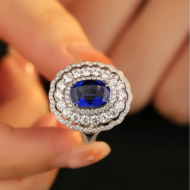 Ruif Jewelry Classic Design S925 Silver 3.79ct Lab Grown Sapphire Ring Wedding Bands ring Ruif Jewelry Classic Design S925 Silver 3.79ct Lab Grown Sapphire Ring Wedding Bands ring