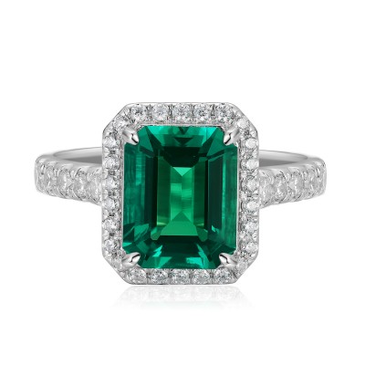 Ruif Jewelry Classic Design S925 Silver 2.71ct Lab Grown Emerald Ring Wedding Bands