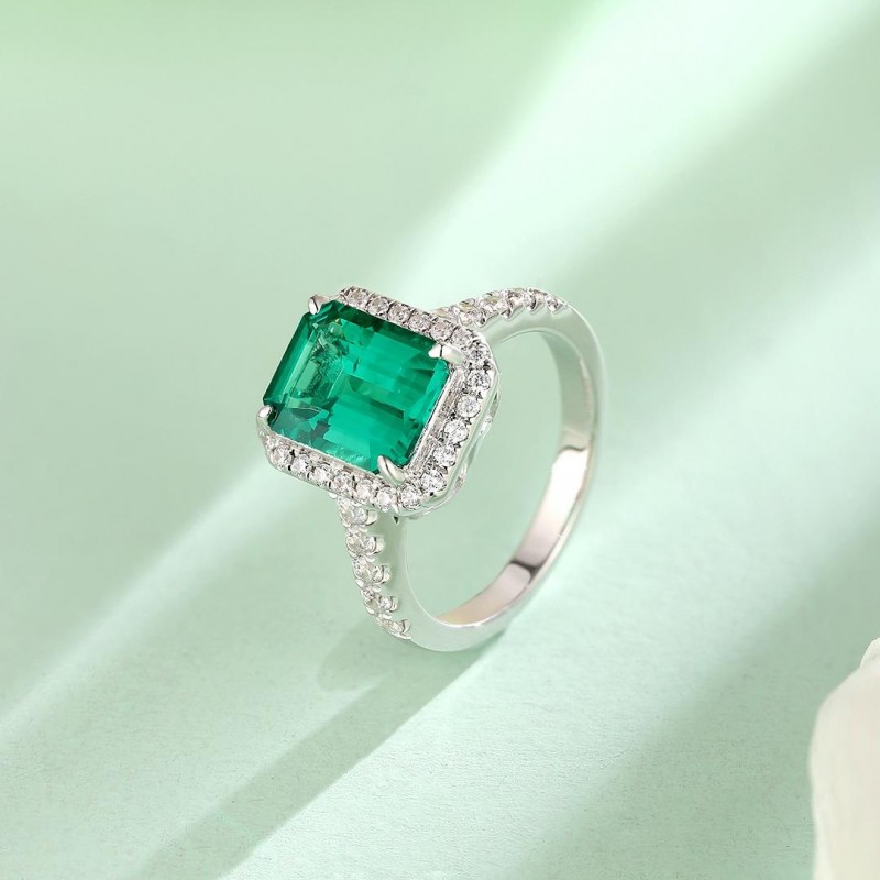 Ruif Jewelry Classic Design S925 Silver 2.71ct Lab Grown Emerald Ring Wedding Bands