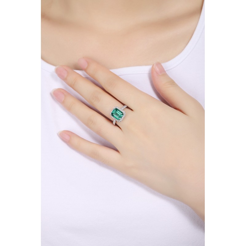 Ruif Jewelry Classic Design S925 Silver 2.71ct Lab Grown Emerald Ring Wedding Bands