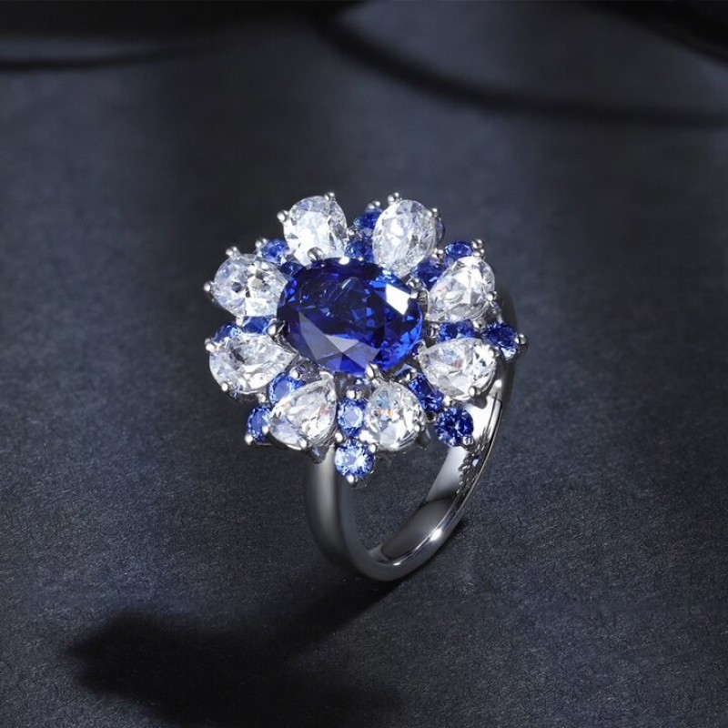 Ruif Jewelry Classic Design S925 Silver 2.75ct Lab Grown Sapphire Ring Wedding Bands ring
