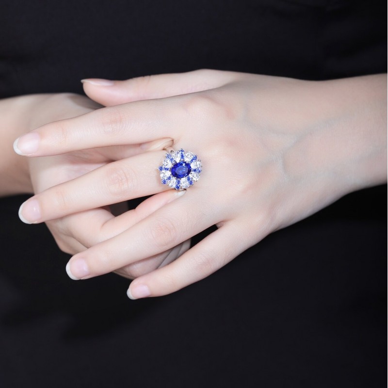 Ruif Jewelry Classic Design S925 Silver 2.75ct Lab Grown Sapphire Ring Wedding Bands ring