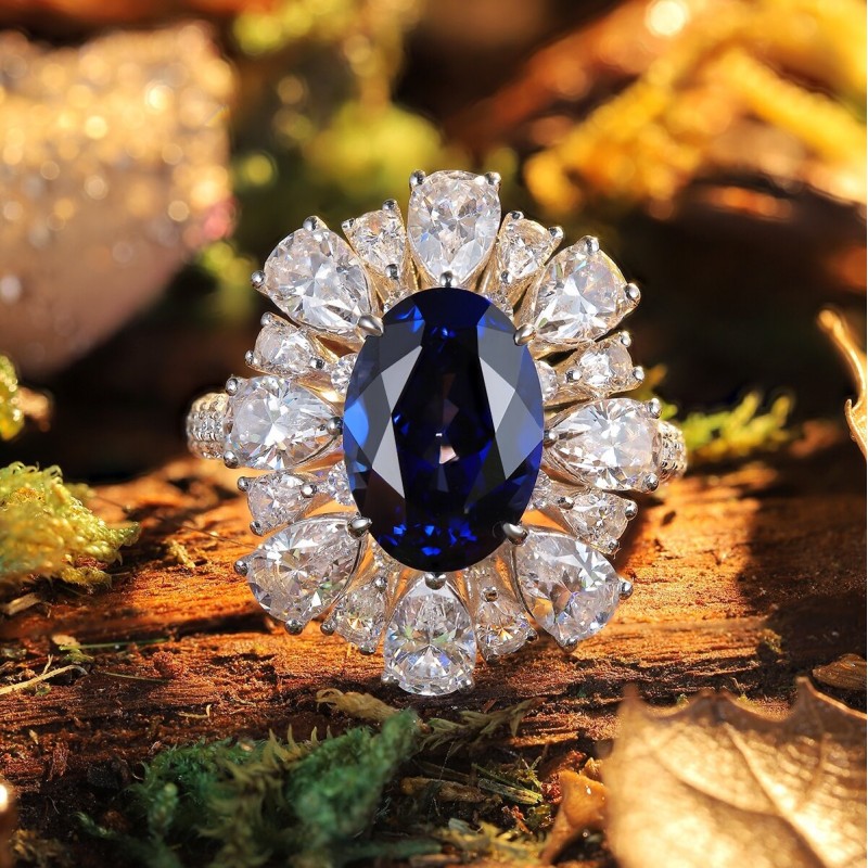 Ruif Jewelry Classic Design S925 Silver 3.08ct Lab Grown Sapphire Ring Wedding Bands ring