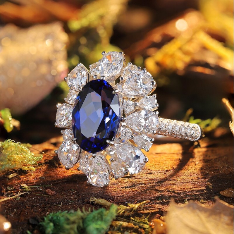Ruif Jewelry Classic Design S925 Silver 3.08ct Lab Grown Sapphire Ring Wedding Bands ring