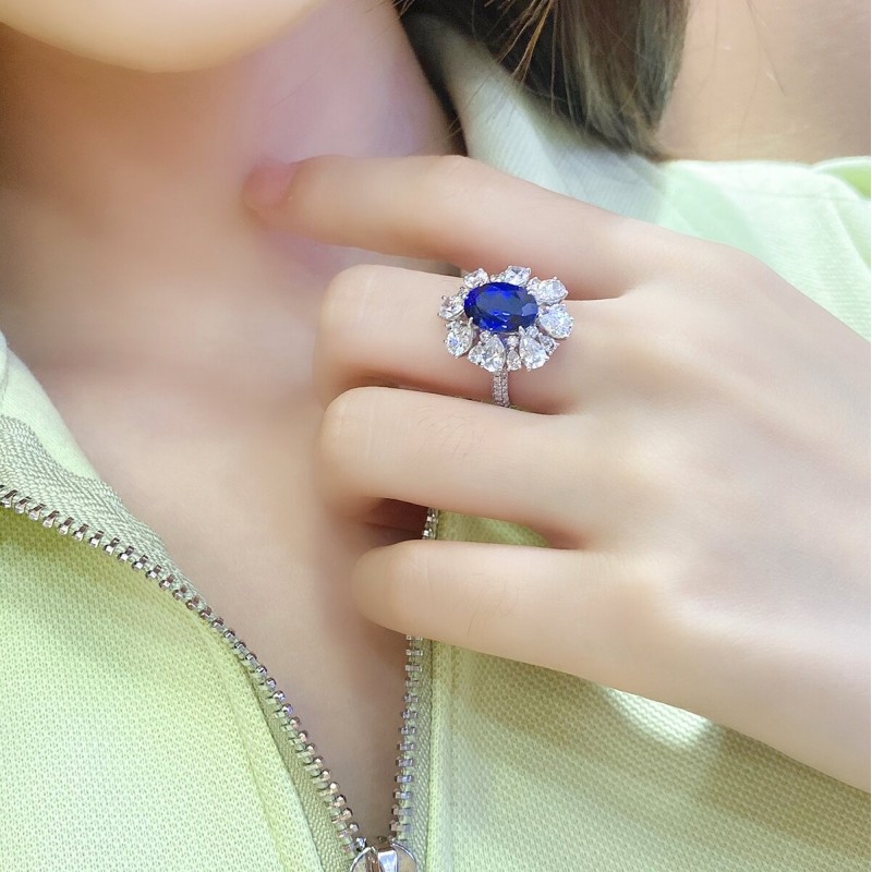 Ruif Jewelry Classic Design S925 Silver 3.08ct Lab Grown Sapphire Ring Wedding Bands ring